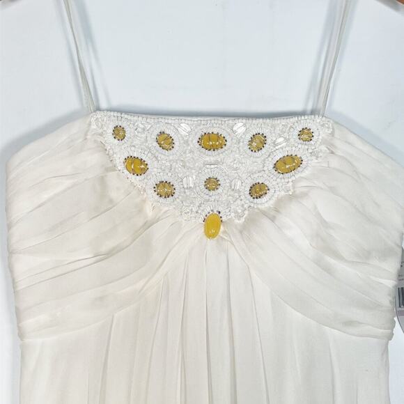 Carmen Marc Valvo Silk Organza Ivory Beaded Strapless Gown Long Dress NWT - Picture 2 of 15